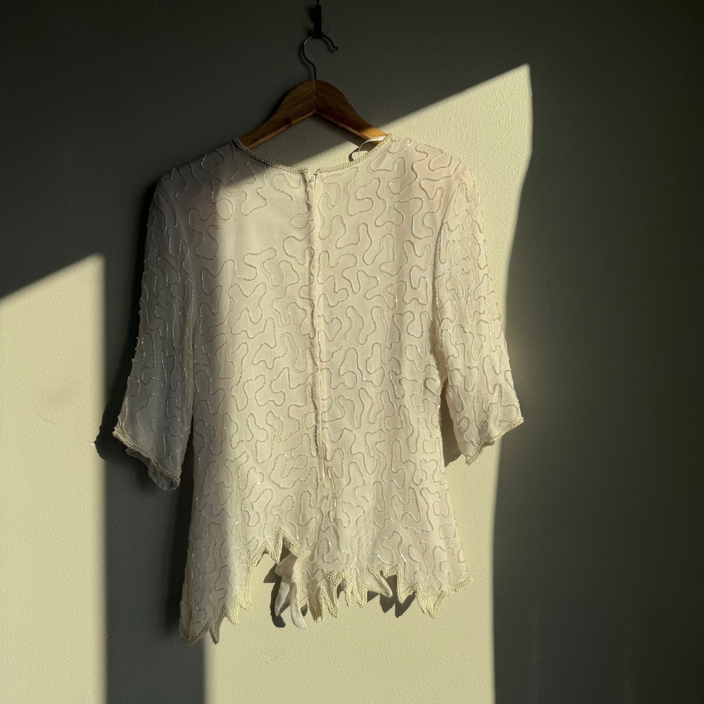 Vintage James‎ River Traders 100% Silk Beaded Evening Top - Picture 8 of 8